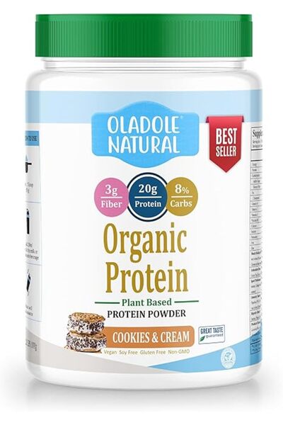 Oladole Natural مسحوق بروتين نباتي - 1 كجم (كوكيز وكريمة)