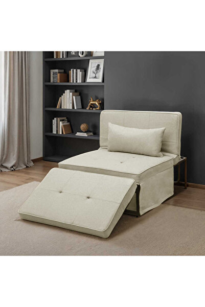 Adore Mobilya Cube Katlanır Yataklı Puf - Vizon 96x189x42.5 / 96x168x92.5 cm