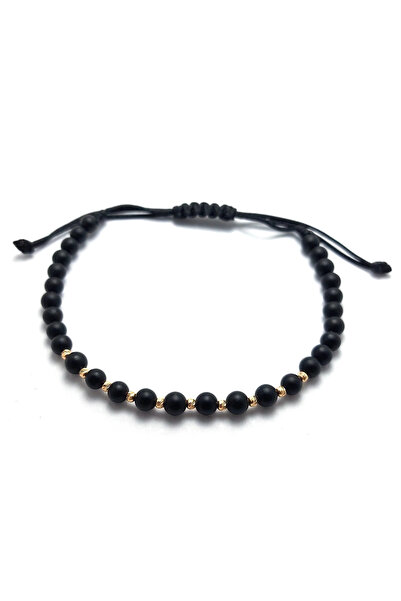 Bijolin Gold Bratara cu 10 bilute din aur 14k de 2mm si Onix mat negru