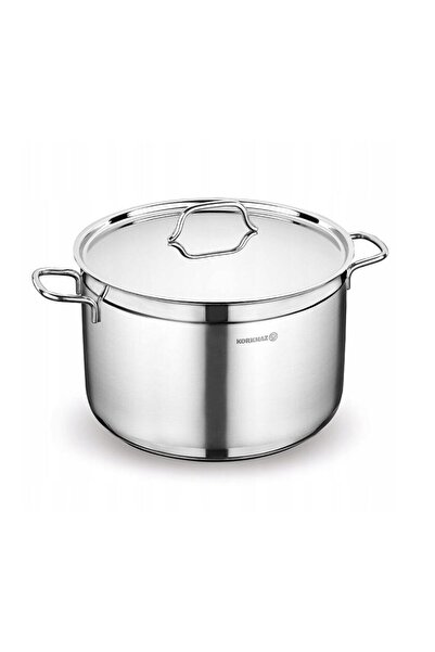 KORKMAZ Stainless steel pot with lid, 28x18cm 11 liters, compatible with all types of gas stoves,