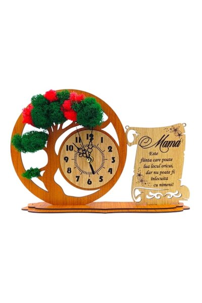 OEM Ceas bonsai cu licheni stabilizați și mesaj pentru mama, 30x20 cm, cadou ...