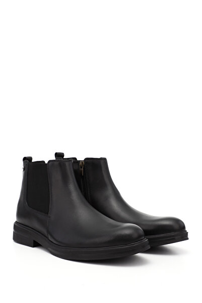 GÖNDERİ(R) Men's Black Genuine Leather Zippered Chelsea Boots