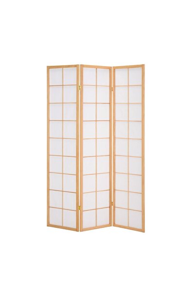 Danube Home فاصل غرفة خشبي أنيق من تومين بثلاث ألواح، لون طبيعي/أبيض، مقاس 13...
