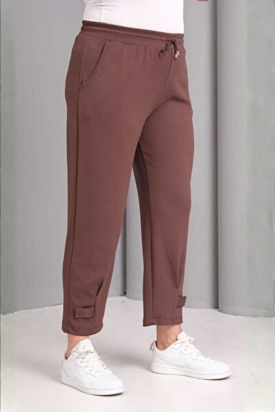 tarzımsüper Women's Plus Size Tie-Waist Button Detail Luxury Soft Stretchy Fabric Pants