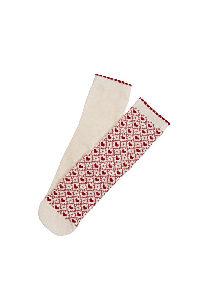 ESOTIQ Women's No-Show Socks 2-Pack Set Low Cut Decorative Hem Cute Stitch St...