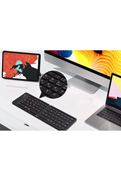 LEVONG LE-KB08 Siyah Kablosuz Katlanabilir Şarjlı Taşınabilir Mini Bluetooth Klavye Kolay Bağlantı