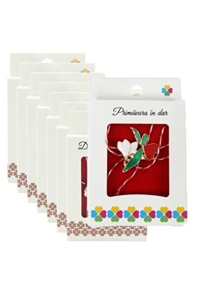 GOLD MARKET Set of 10 Small Brooch-Style Martisoare in Box, 2.5-3 cm, Snowdrop