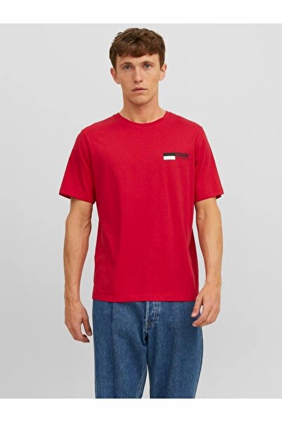 Jack & Jones تي شيرت بشعار جاك آند جونز جاك آند جونز جي جي كورب تي شيرت بلاي س س بياقة صفر ياقة