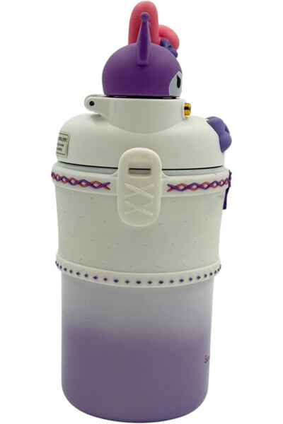 BİNDAWOOD B&D Kids Water Bottle 550ml Vaccum Flask Dual Head, White & Purple Color