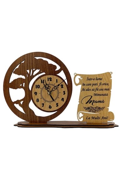 OEM Decorative Wooden Bonsai Clock for Mom "In a world where..." - 30x20 cm, Personalized Gift