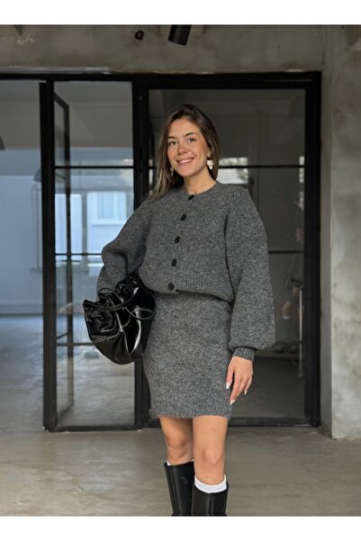 ForOus Mink Cream Skirt Cardigan Set