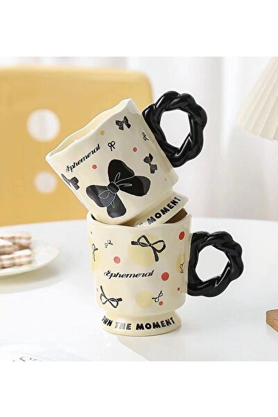 Gift Moda Siyah Kelebekler Temalı Seramik Kupa