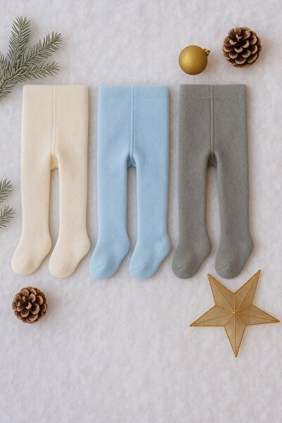 Pico Baby 3'lü Bebek & Çocuk Havlu Düz Renkli Külotlu Çorap