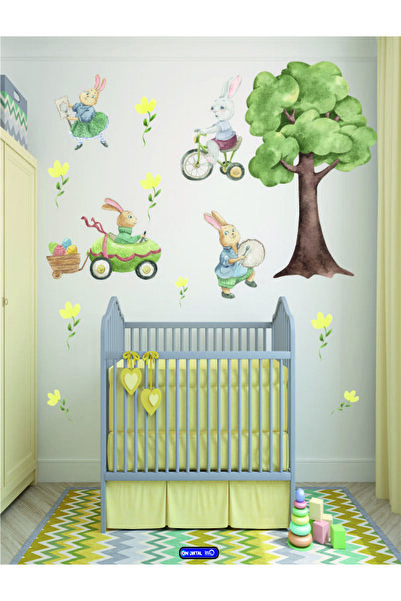 ON DİJİTAL BASKI MERKEZİ مجموعة ملصقات زخرفة الجدران ذات طابع الأرنب