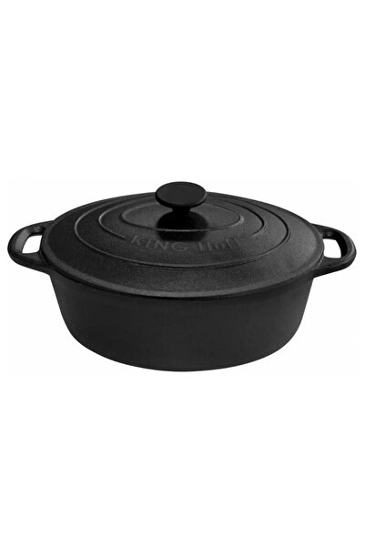 Kinghoff Saucepan, cast iron pot with lid, 33x26x11.5 cm, 6.2 liters, black,
