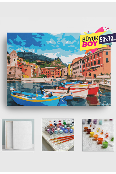 Genel Markalar Sayılarla Boyama Seti Numaralı Tuval Fırça Boya Dahil Kasnaklı...