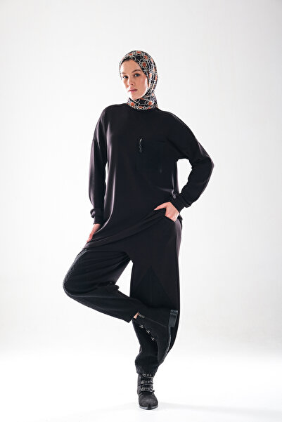 Plistre 2289_Women's Tweed Garni, Crew Neck Hijab Tunic Shalwar Set – with Pockets, Accessories, Harem Pants