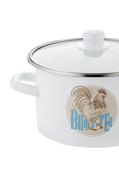 Florentyna Enameled steel pot, glossy white, with lid, 20cm, 4.2l, Kogut, Florina