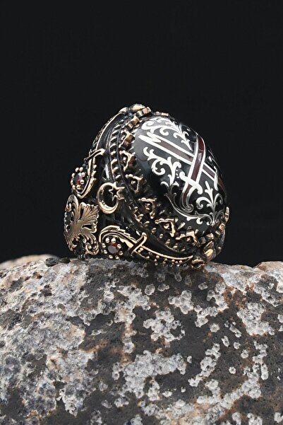 Prestige Özel Tasarım Hz. Ali'nin Kılıcı Zülfikar Mineli 925 Ayar Gümüş Erkek...