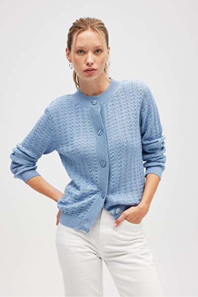 Peraluna Zoey Mini Embossed Knit Cardigan - Light Blue