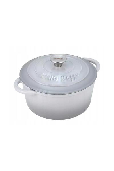 Kinghoff Enameled cast iron pot 2.4 liters, 21cm, saucepan with lid, gray,