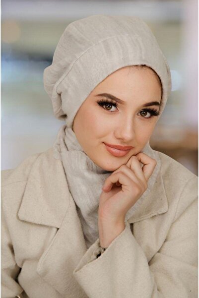 Aişe tesettür Taş Gri Tesettür Bere Ve Etol Takım