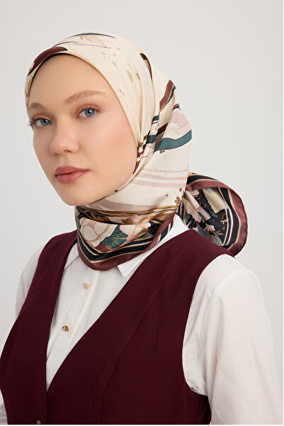 ipekistanbul وشاح حريري 100% - زهرة السماء - أحمر داكن