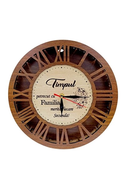 OEM Wall clock, personalized gift with message for Family, 40cm, walnut