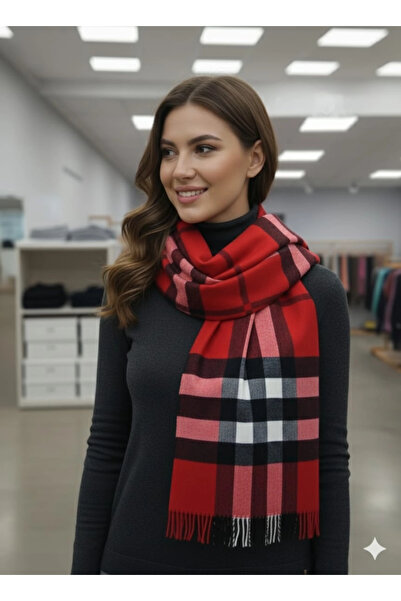 Cashmere EKOSELİ YÜN OMUZ ŞALI-Kirmizi