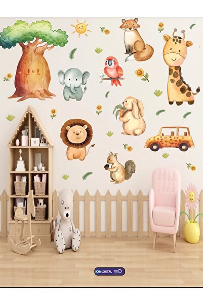 ON DİJİTAL BASKI MERKEZİ Hayvan Temalı Duvar Süsleme Sticker Seti