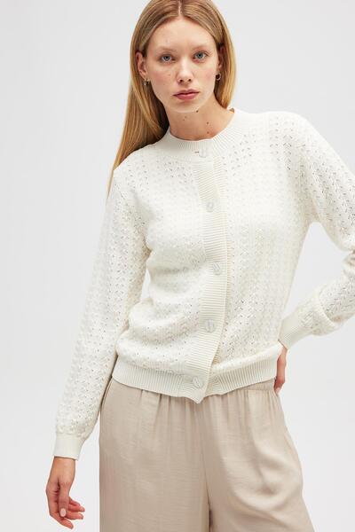 Peraluna Zoey Mini Embossed Knitted Cardigan - Ecru