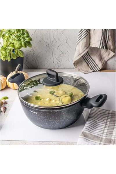 Klausberg Oala cu capac, marmorata neagra, 24cm, 3.7 L,