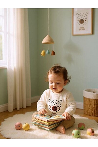 Zekids Baby Girl Teddy Bear Punch Embroidered Sweatshirt