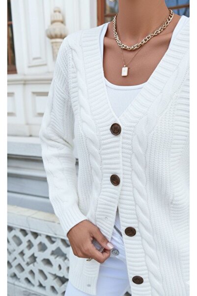 Cemre Life Γυναικεία πλεκτή ζακέτα με κουμπιά, χοντρή πλεκτή ζακέτα