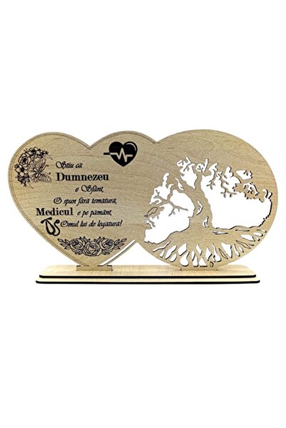 OEM Decorațiune din lemn goală cu mesaj pentru Doctor - cadou personalizat lucrat manual, crem, 30x18 cm