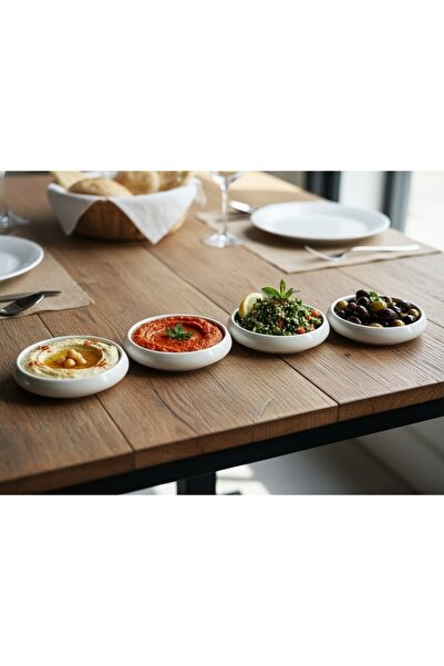 Le Paon 13 cm Porselen Meze ve Kahvaltılık Seti 4’lü Set – Yuvarlak Modern Su...
