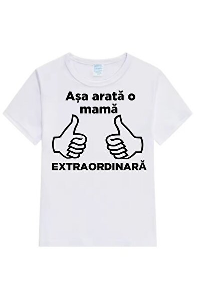 MARİ Tricou personalizat, alb ,,așa arată o mamă"