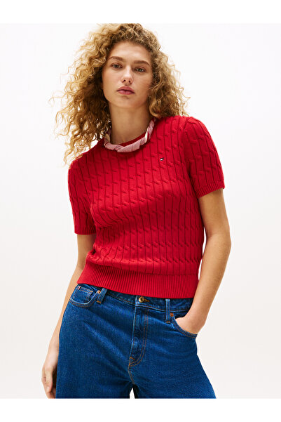 Tommy Hilfiger Kadın CO CABLE MID GG S/S C-NK SWT WW0WW45656-THXLD