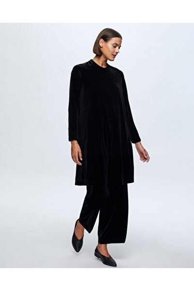 MISS DALIDA T24K-7005 Kadife Bol Paça Pantolon BLACK