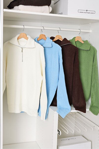 no7man Dreson White Collar Zippered Sweater