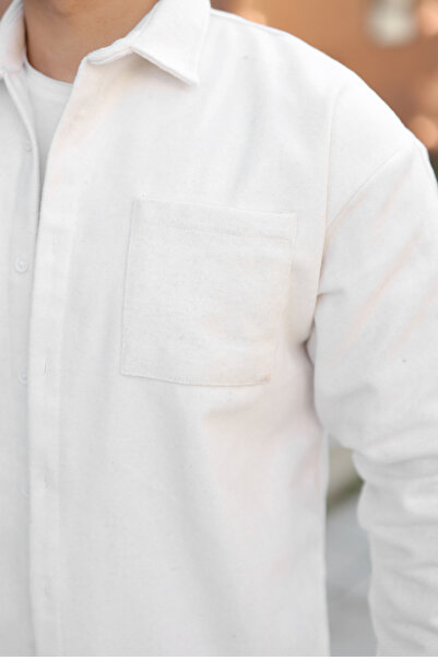 comstar Men's Winter Casual Basic Lumberjack White Cashmere Jacket