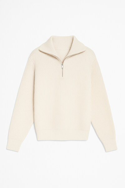 no7man Dreson White Collar Zippered Sweater