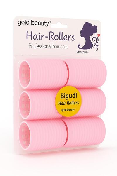 Gold Beauty Sünger Bigudi 6'Adet Büyük Boy Cırtlı Bigudi Çap: 5cm & Hair Rollers Saç Bigudisi