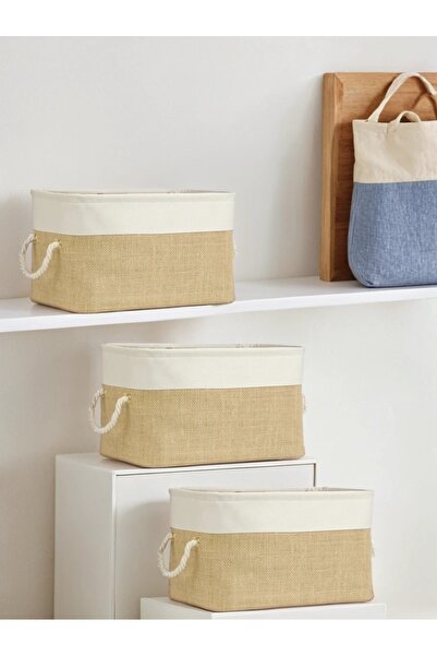 LUXWAY HOME 3 lü Orta Boy Jüt Dolap İçi Çamaşır Çocuk Odası Oyuncak Düzenleyi...