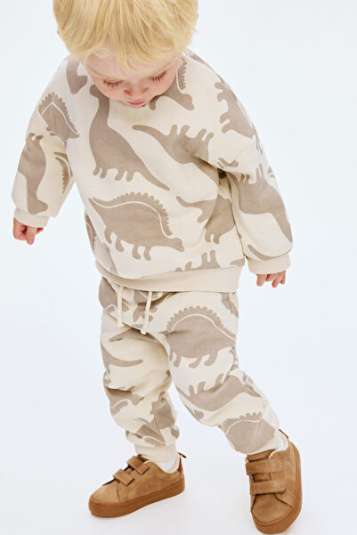 H&M 2 Parçalı Baskılı ve İçi Tüylü Sweatshirt Set