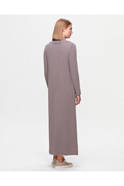 MISS DALIDA T25K-4015 Yakası Fermuarlı Selanik Elbise SCURE-MİNK