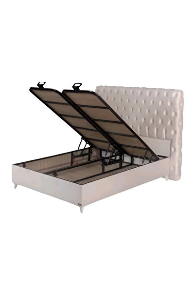 Milano Life Pearl Upholstered Bed with Premium Orthopedic Mattress and Storage Base with Lifting System