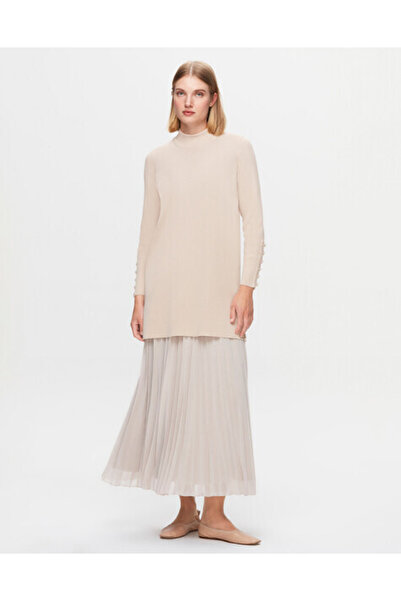 MISS DALIDA T25K-2009 Plise Şifon Etek YR23T-SAND
