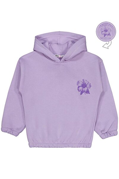 Civil Girls Çiçek Baskılı 6-9 Yaş Sweatshirt - Lila 6-7 Yaş