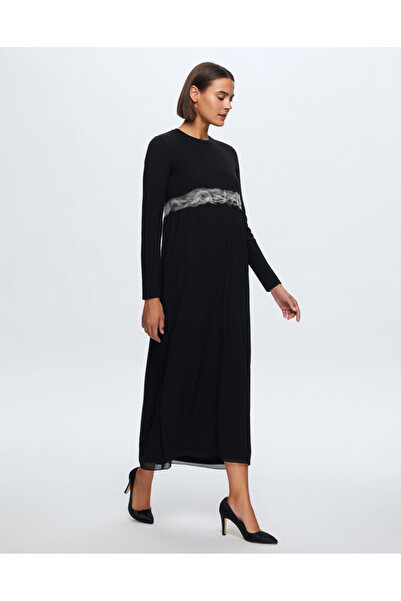 MISS DALIDA T24K-4002 Keçe Detaylı Triko Elbise BLACK